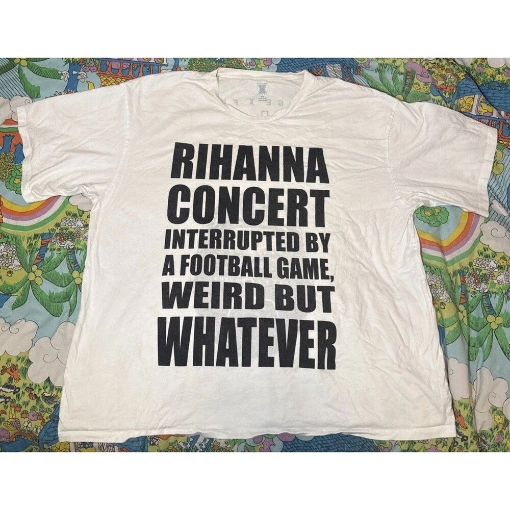 Savage X Fenty T-Shirt Small White Rihanna Concert Super Bowl LVII Stains